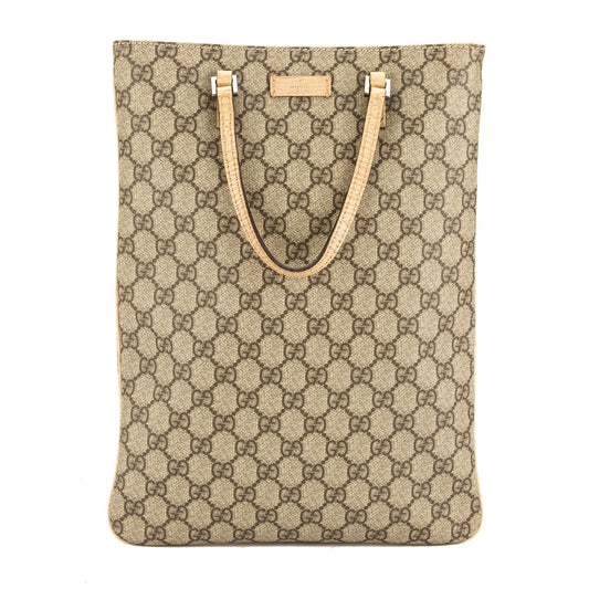 G*G Beige Leather GG Monogram Canvas Tote Bag (Pre Owned)