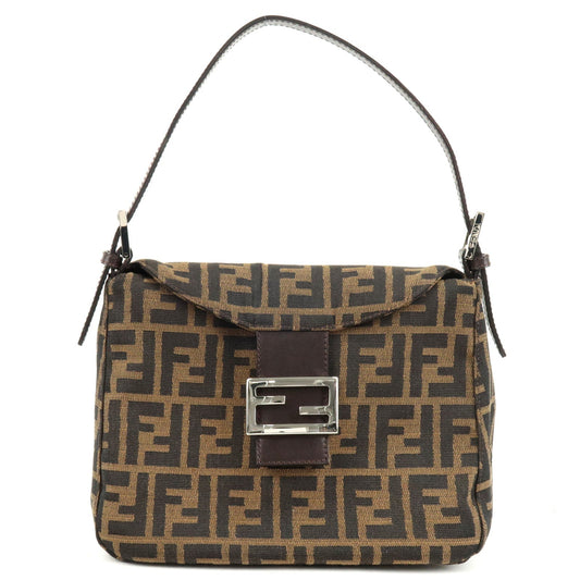 FENDI Zucca Mamma Baguette Canvas Leather Shoulder Bag 26426