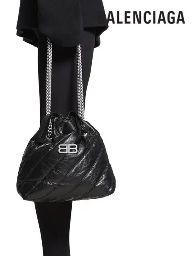 Luxury Balenciaga  Crush Embellished Logo Quilted Leather Tote Bag Black