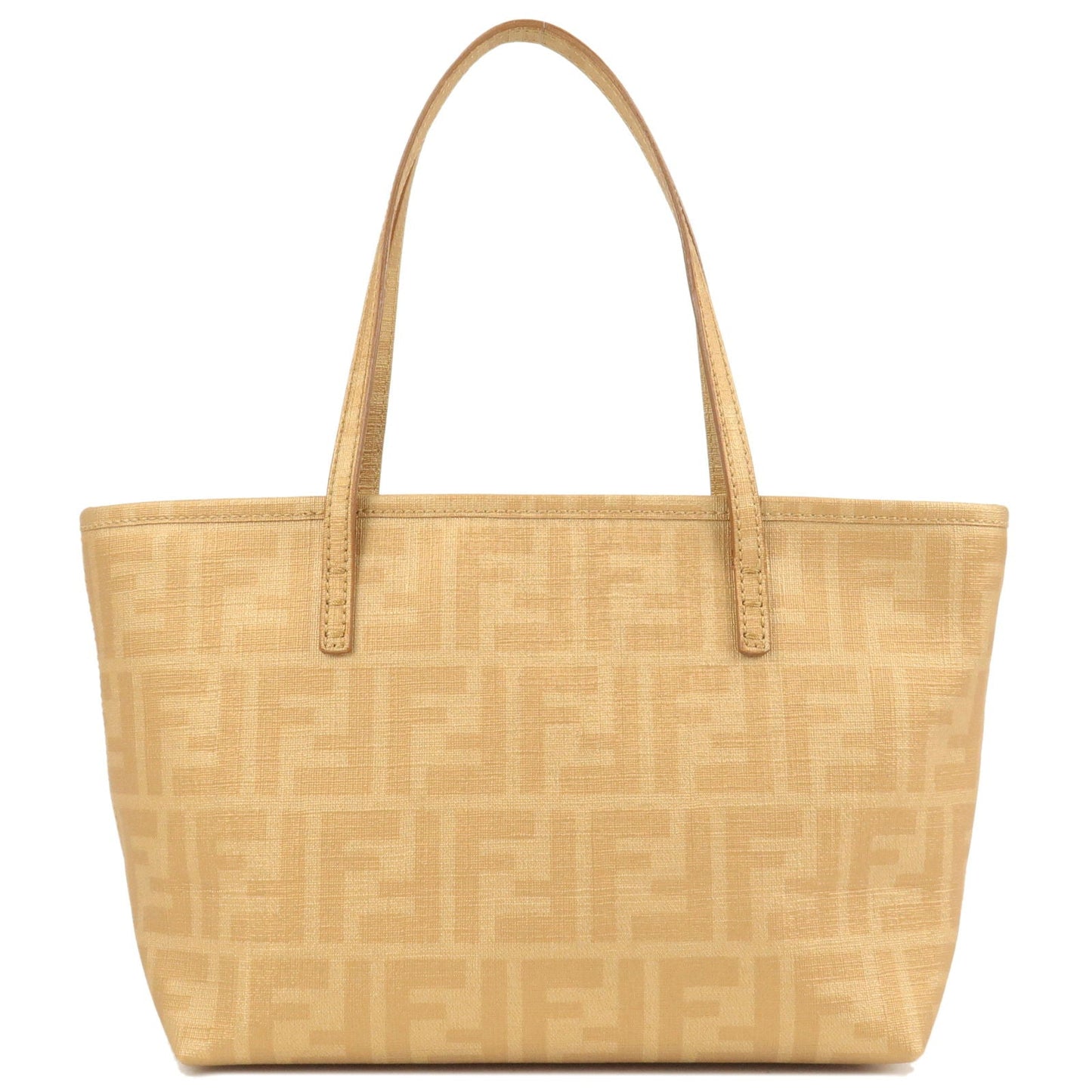 FENDI Zucca Print Logo PVC Tote Bag Hand Bag Gold 8BH223