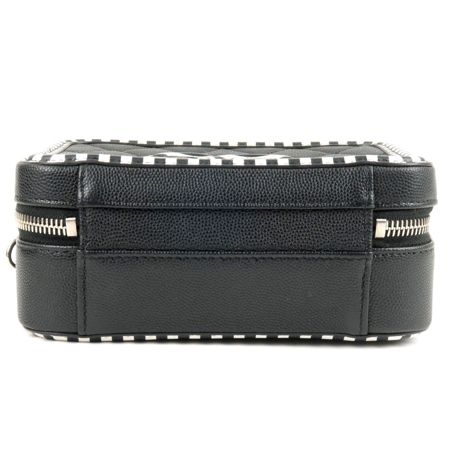 Chanel CC Filigree Caviar Skin Vanity Case 2Way Bag Stripe A93342