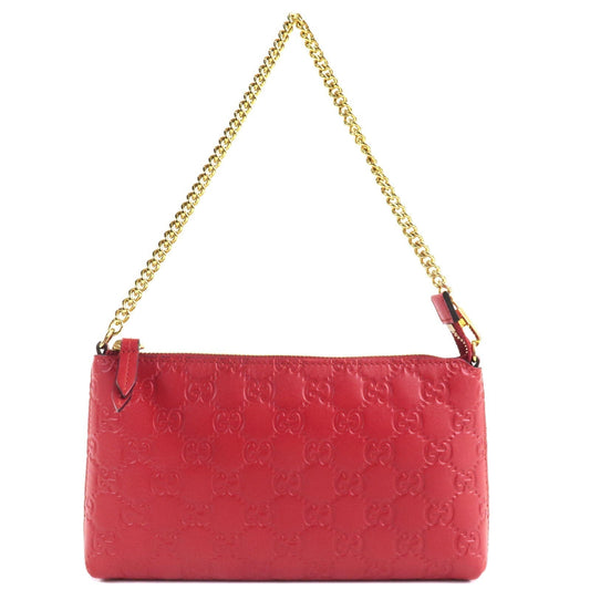GUCCI Guccissima Leather Hand Bag Pouch Red 428449