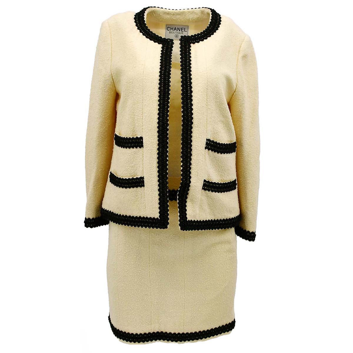 Chanel Setup Suit Jacket Skirt Ivory 94P #38