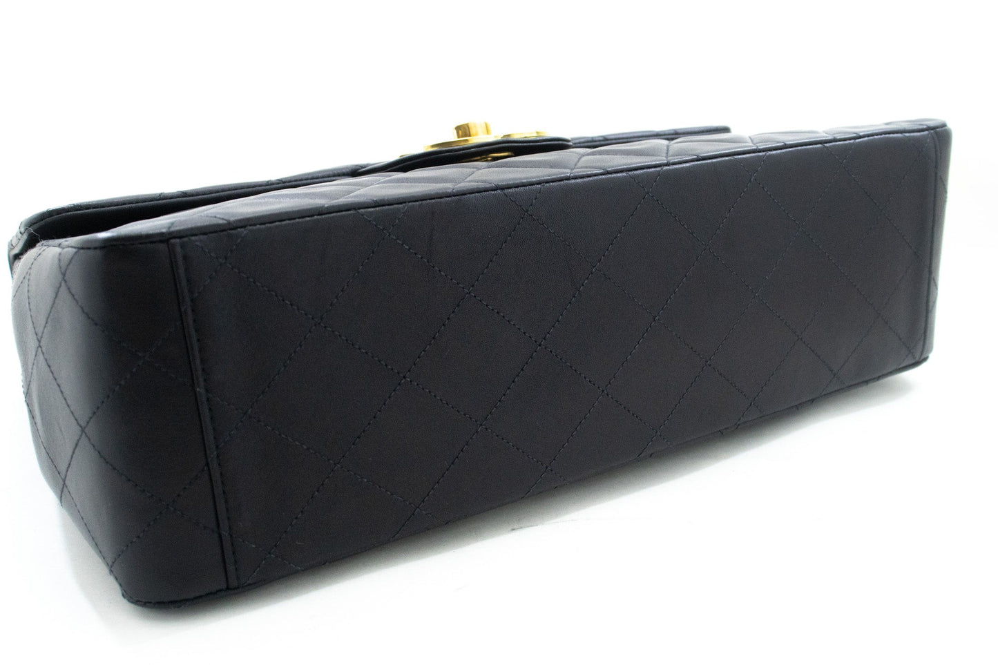 CHANEL Classic Large 13" Flap Chain Shoulder Bag Black Lambskin