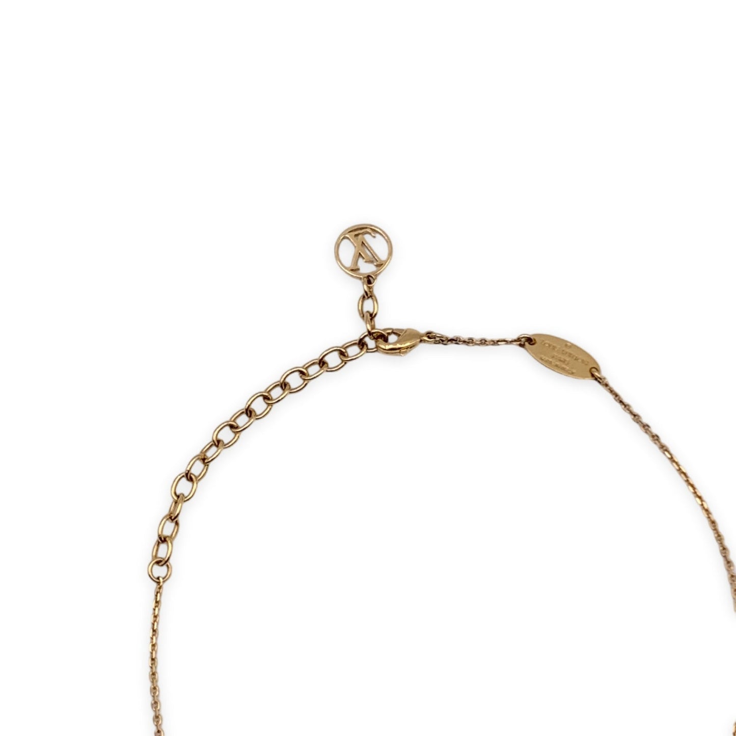 LOUIS VUITTON Gold Metal Lv & Me Letter Pendant Necklace