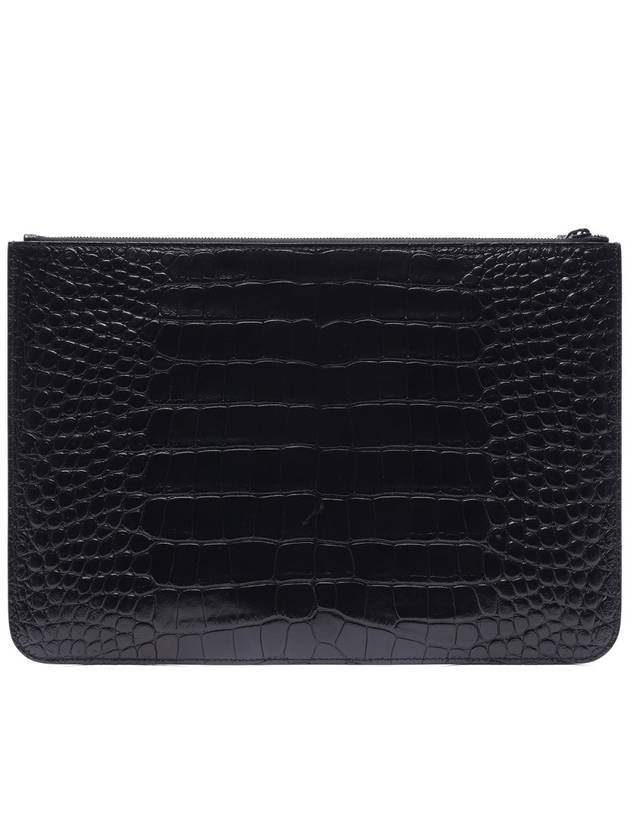 Luxury Balenciaga  Crocodile Embossed Clutch Bag Black