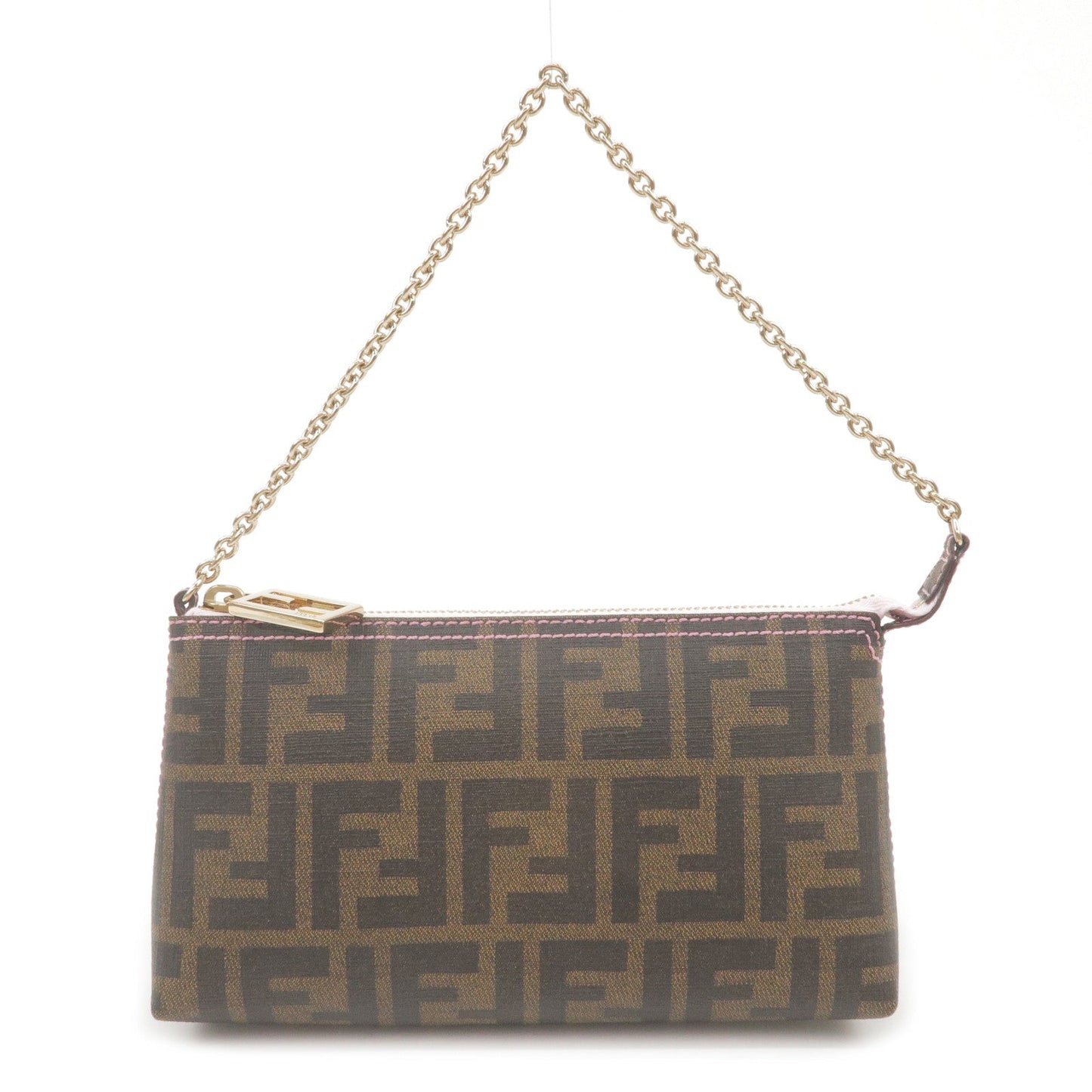 FENDI Zucca Print PVC Accessory Pouch Bag Brown Black 8BR592