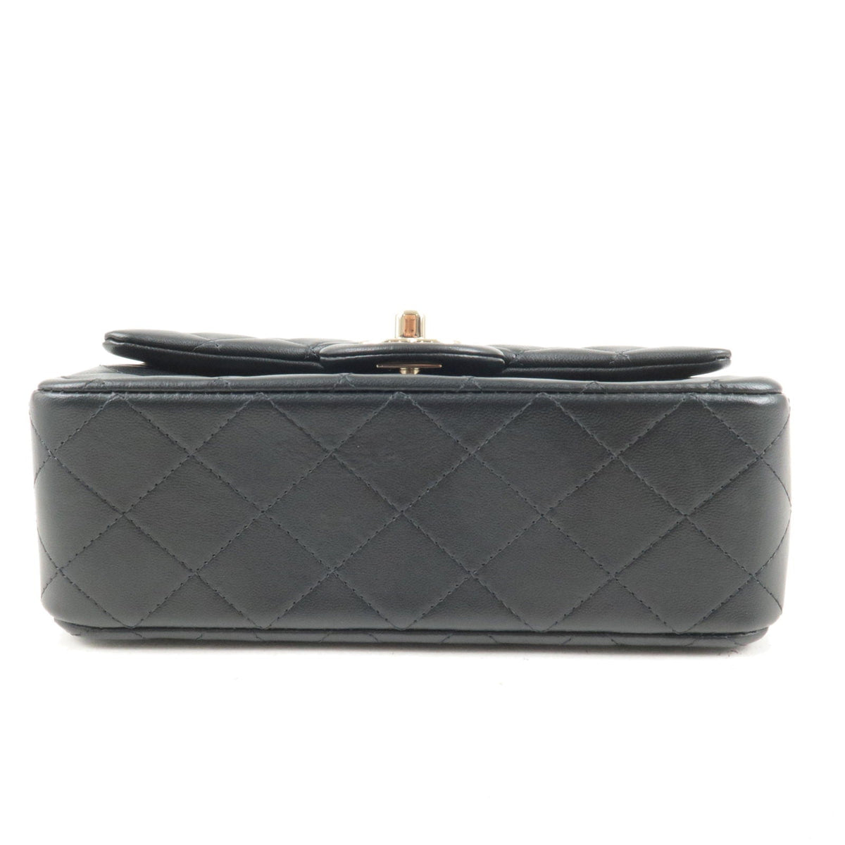 Chanel Matelasse Lamb Skin Top Handle Mini Flap 2way Bag Black