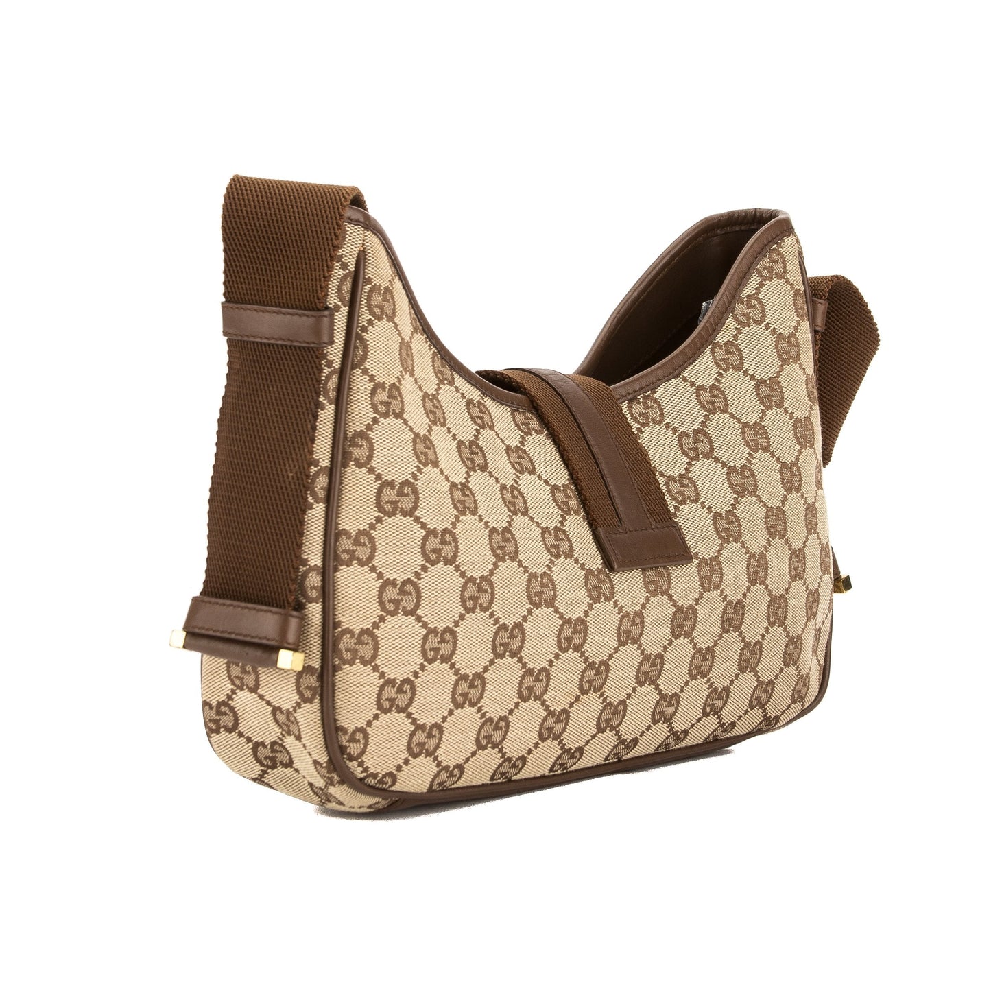 G*G Brown Leather GG Monogram Canvas Tote Bag (Pre Owned)