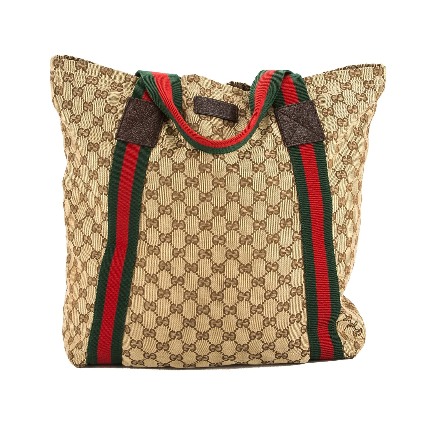 G*G GG Monogram Canvas Web Tote Bag (Pre Owned)