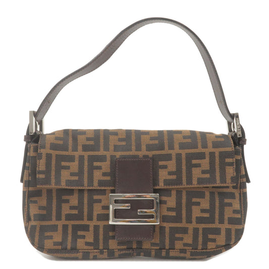 FENDI Zucca Mamma Baguette Canvas Leather Shoulder Bag Brown 26424