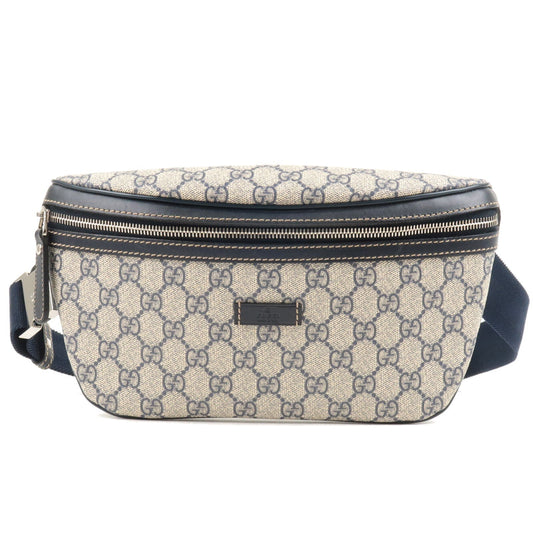 GUCCI GG Supreme Leather Waist Bag Crossbody Bag Navy Beige 233269