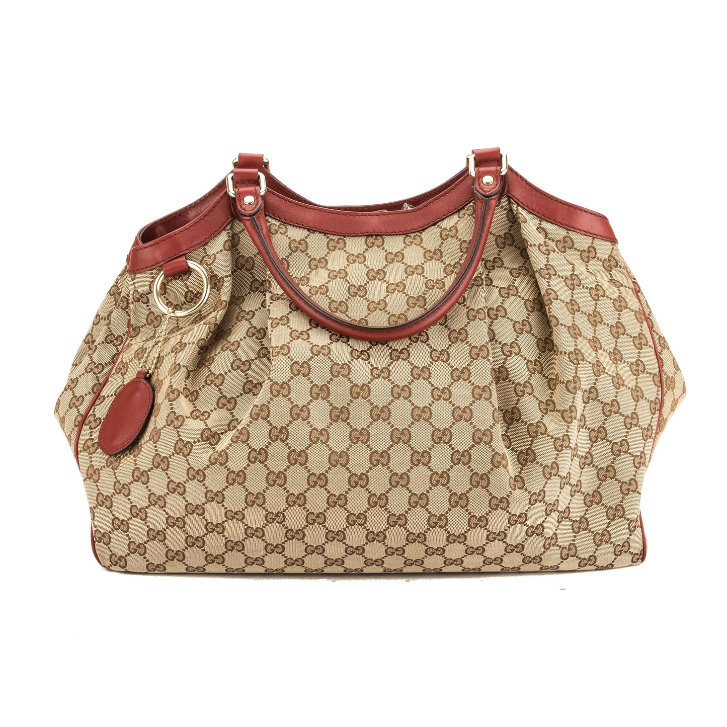 G*G Red Leather GG Monogram Canvas Tote Bag (Pre Owned)