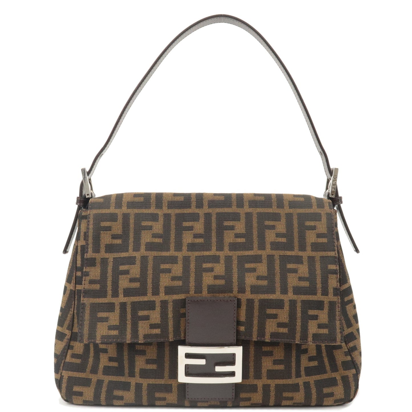 FENDI Zucca Mamma Baguette Canvas Leather Shoulder Bag 26325