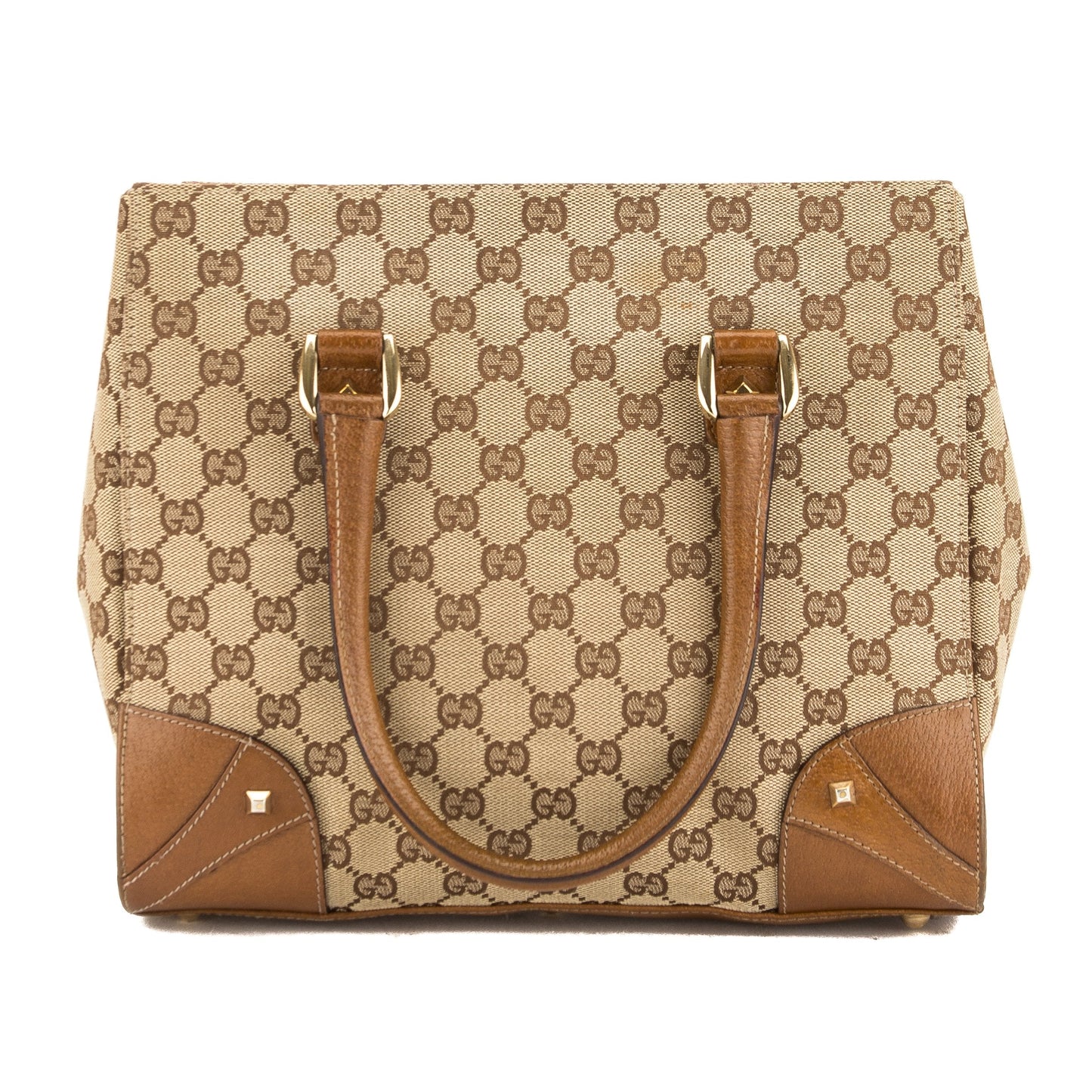 G*G Tan Leather GG Monogram Canvas G*Gsima Tote (Pre Owned)