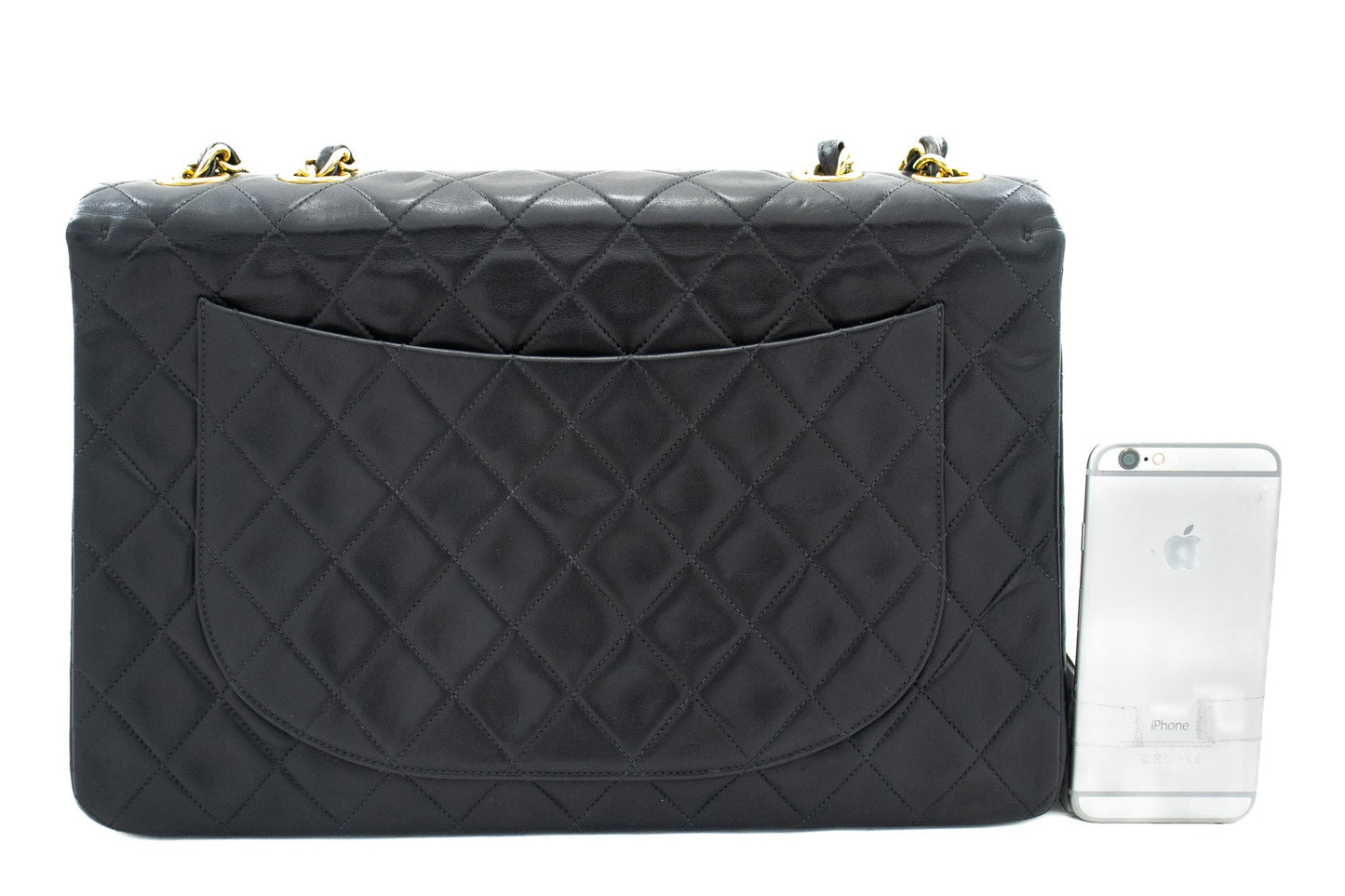 CHANEL Classic Large 13" Flap Chain Shoulder Bag Black Lambskin