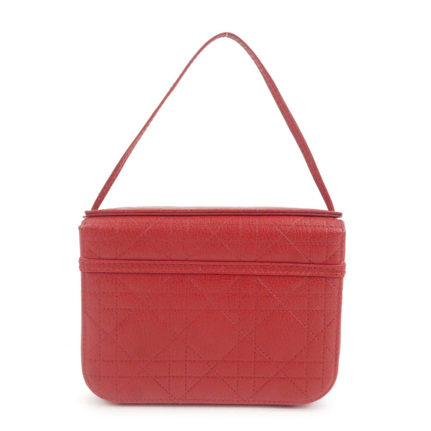 Christian Dior Cannage Leather Vanity Bag Hand Bag Red