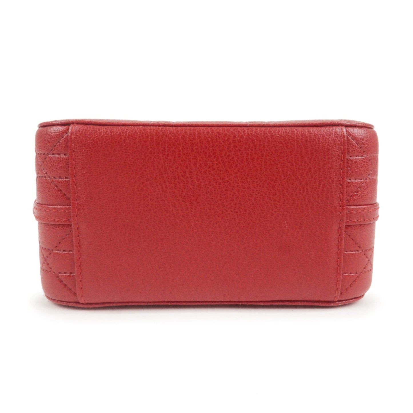 Christian Dior Cannage Leather Vanity Bag Hand Bag Red