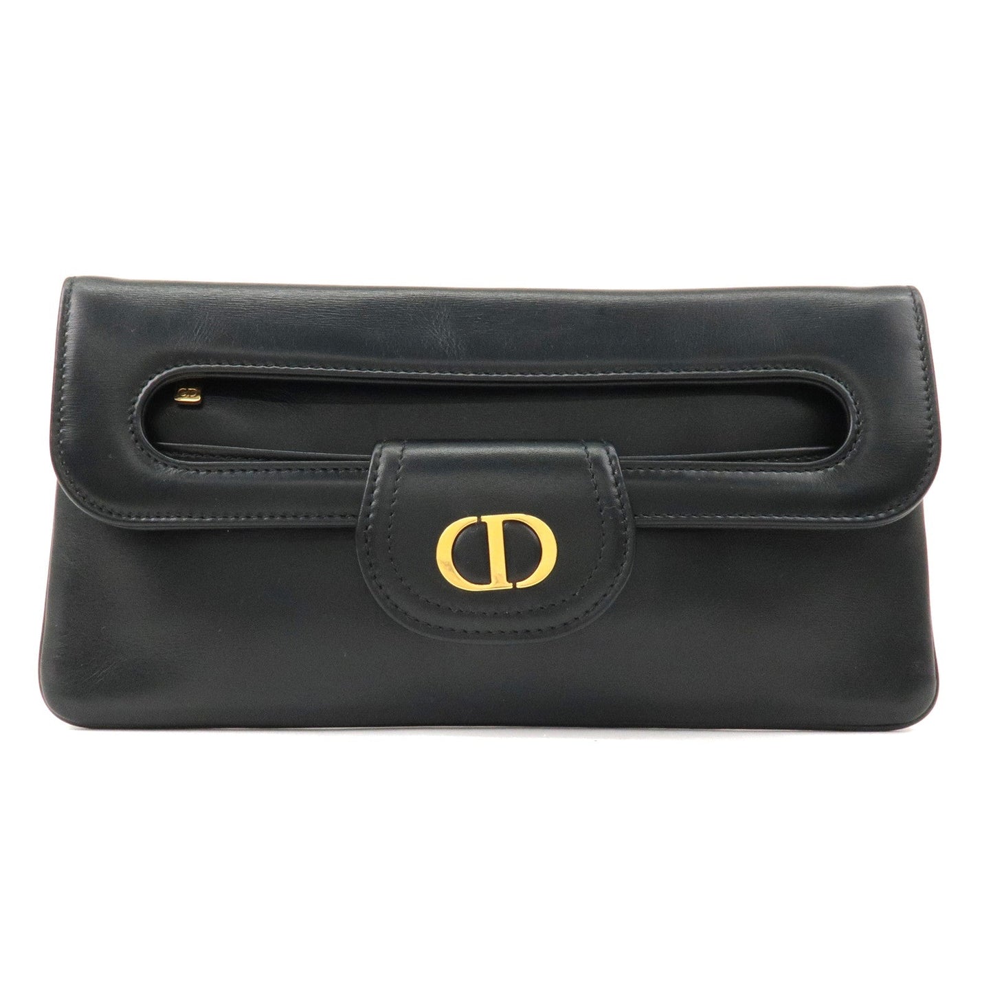 Christian Dior Caro Leather 2Way Chain Shoulder Clutch Bag Black