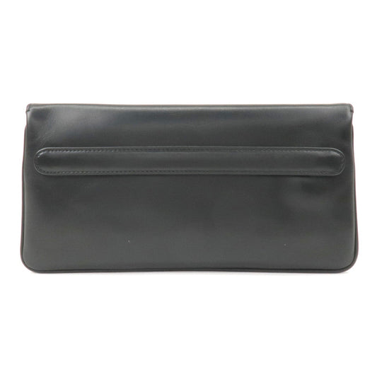 Christian Dior Caro Leather 2Way Chain Shoulder Clutch Bag Black