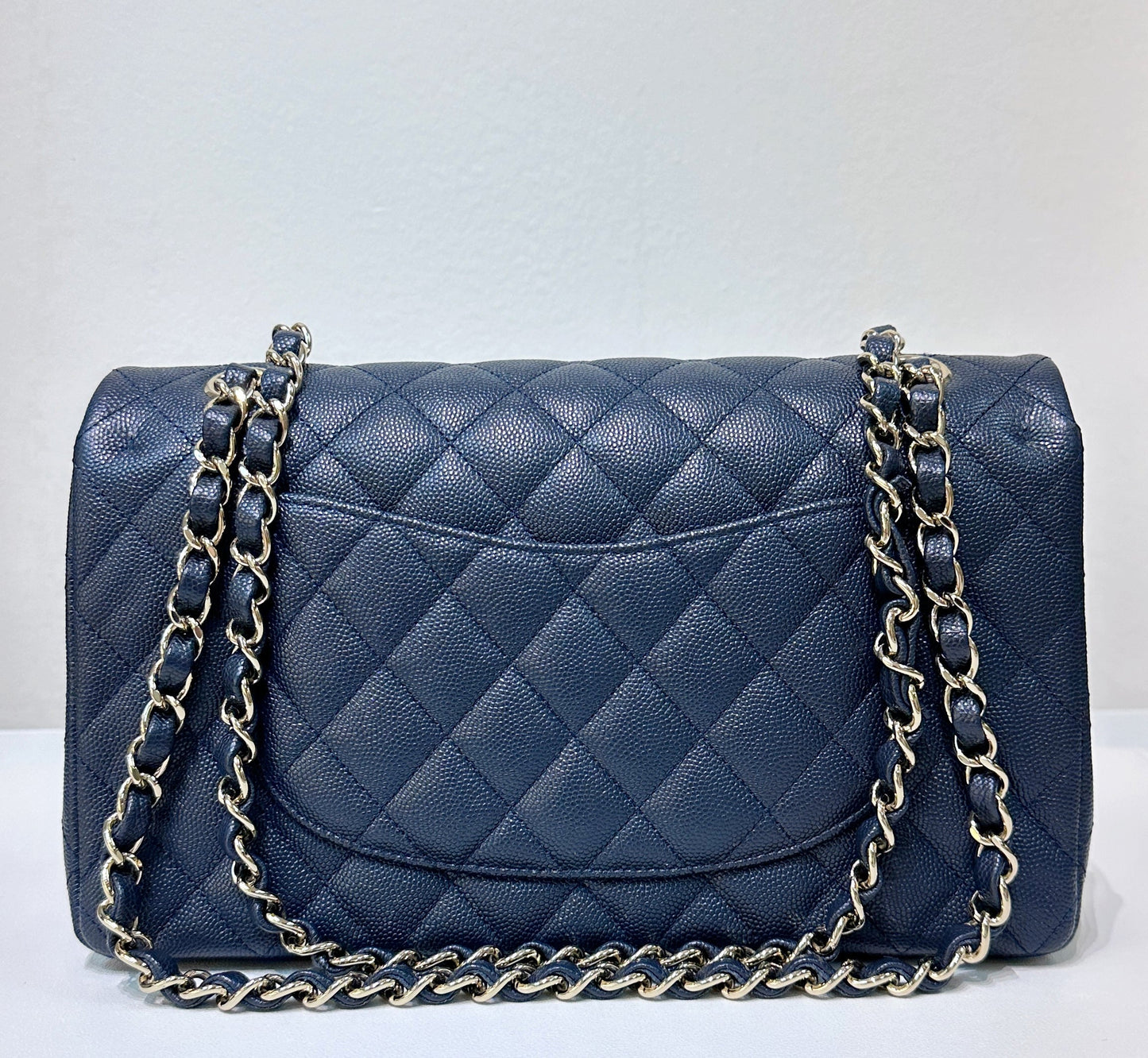 CHANEL Caviar Quilted Medium Double Flap 18B Navy
