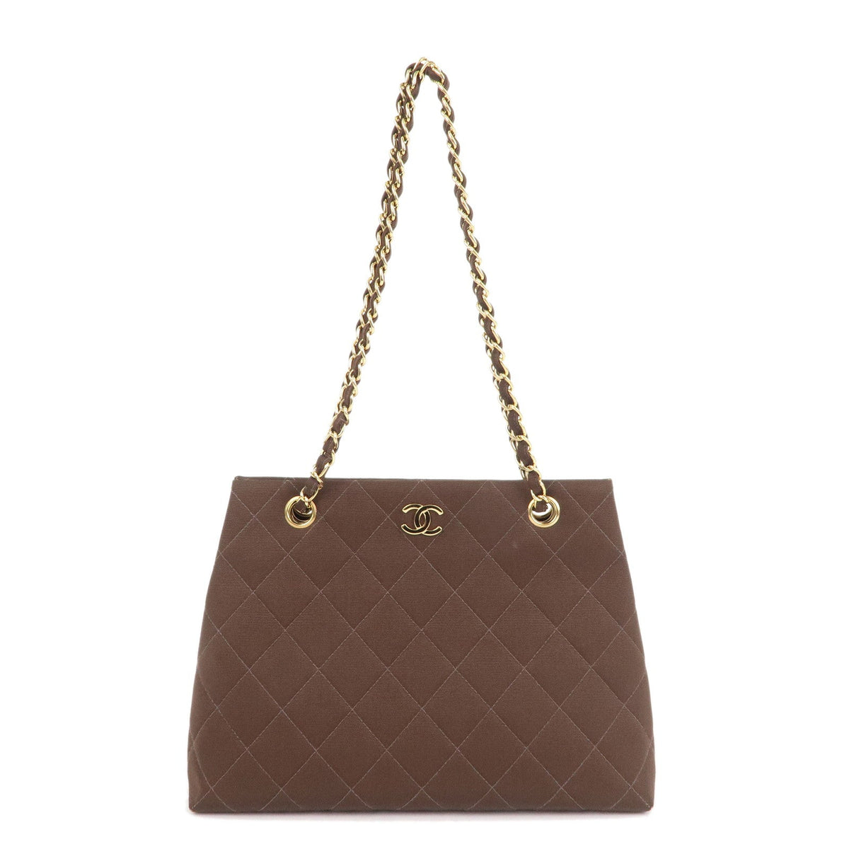 Chanel Matelasse Nylon Canvas Chain Shoulder Bag Brown