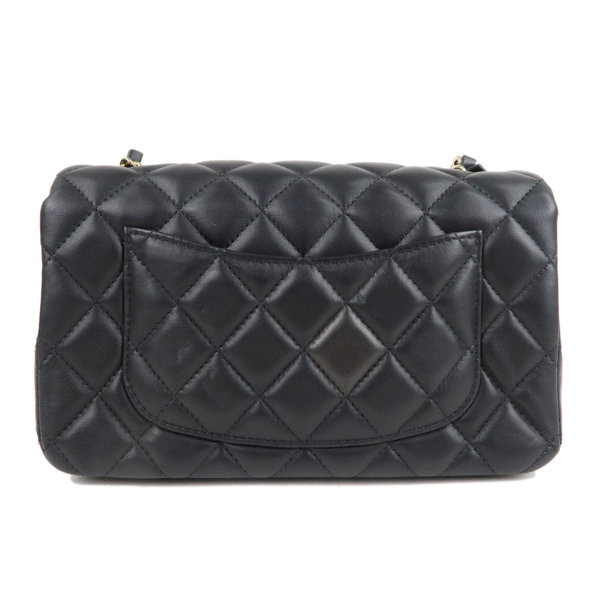 Chanel Mini Matelasse Lamb Skin Chain Shoulder Bag Black A69900