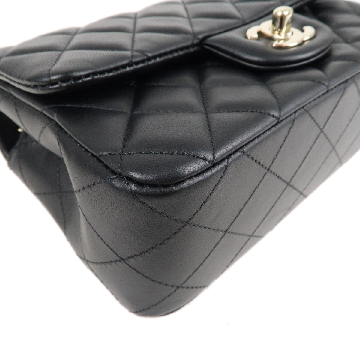 Chanel Mini Matelasse Lamb Skin Chain Shoulder Bag Black A69900