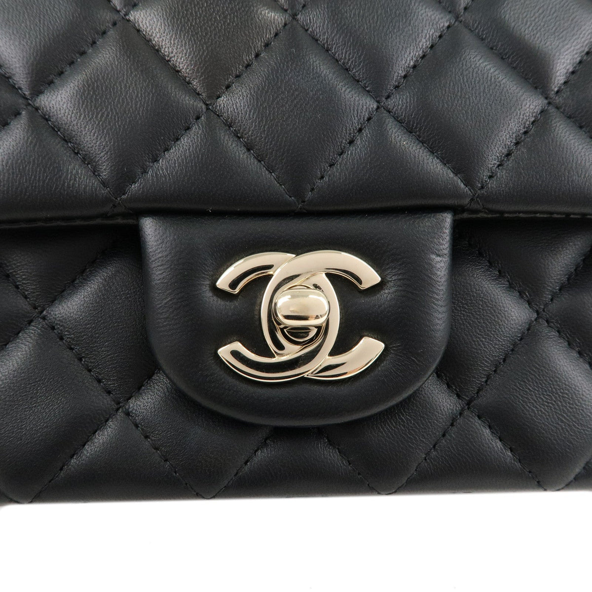 Chanel Mini Matelasse Lamb Skin Chain Shoulder Bag Black A69900