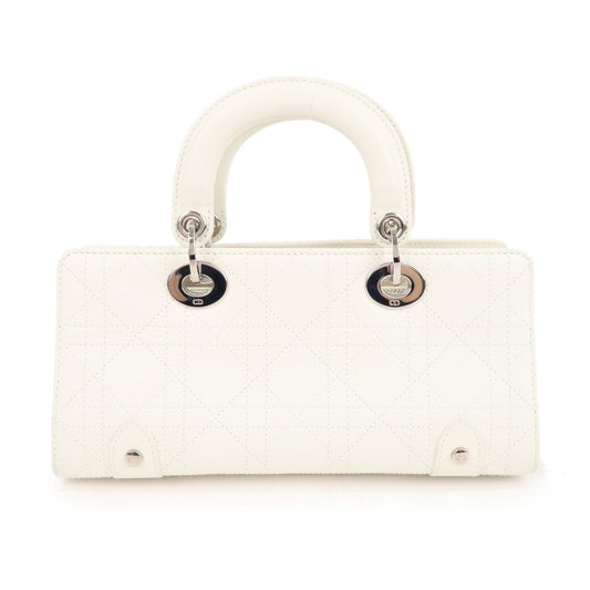 Christian Dior Cannage Leather Hand Bag Small Bag White
