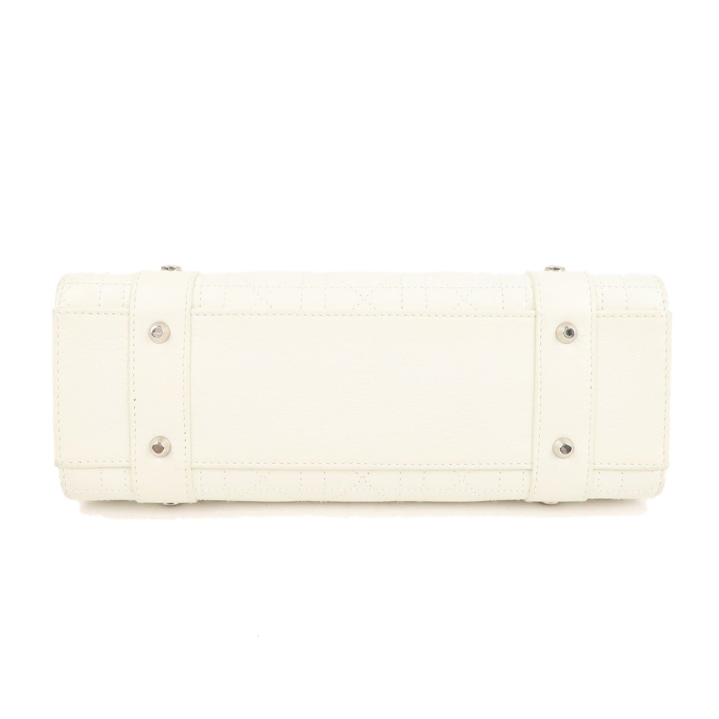 Christian Dior Cannage Leather Hand Bag Small Bag White