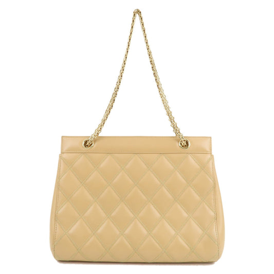 Chanel Matelasse Ultra Stitch Lamb Skin . Tote Chain Bag Beige