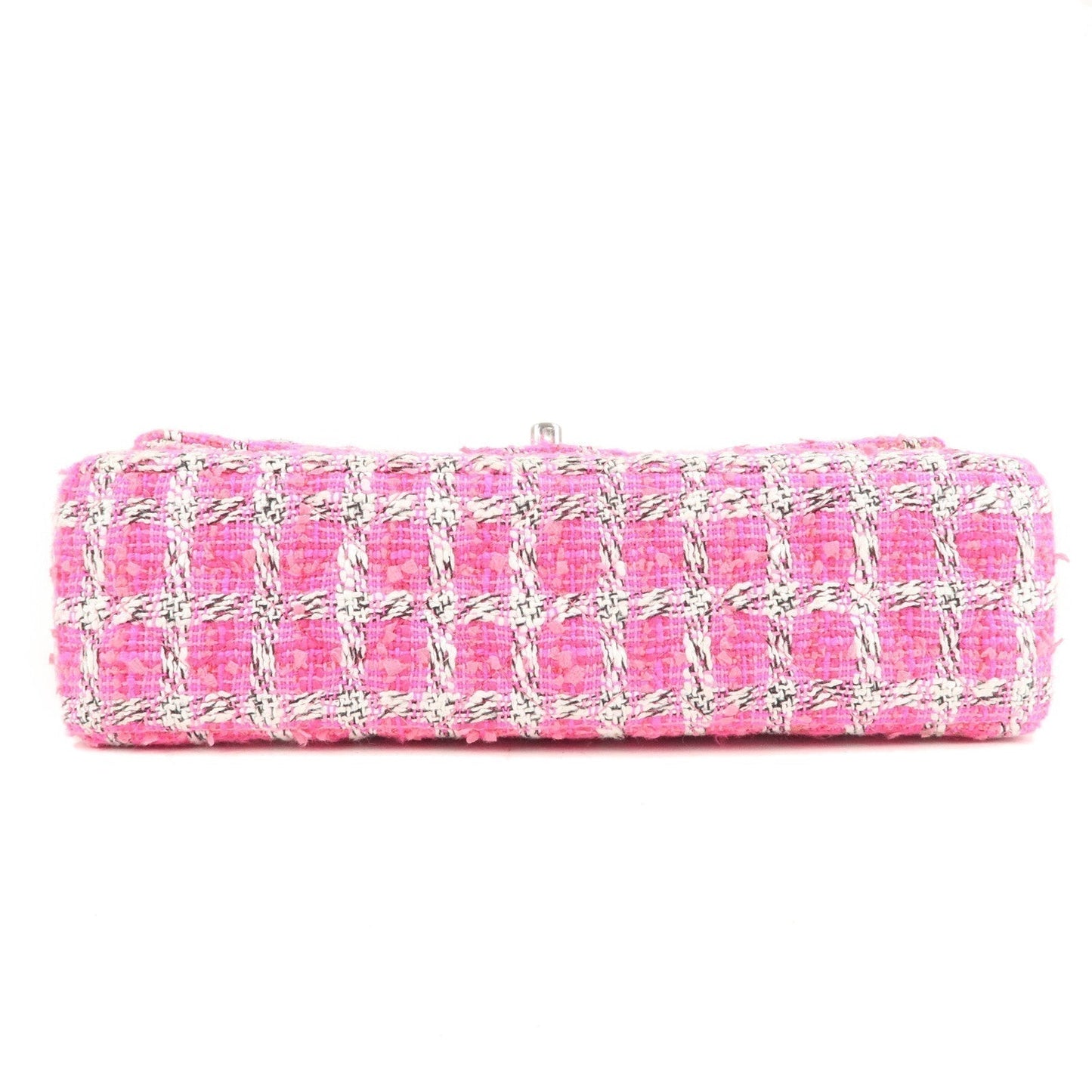 Chanel Matelasse  Tweed Leather Chain W Flap Shoulder Bag Pink