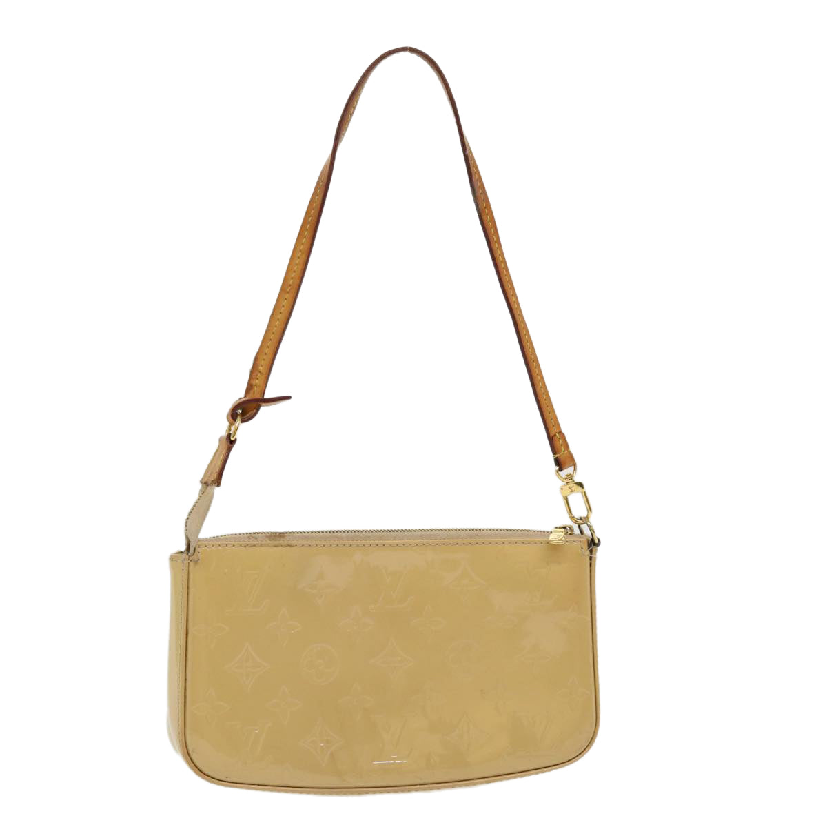 LOUIS VUITTON Vernis Pochette Accessoires Pouch Rose Velours M91575 Auth 36948