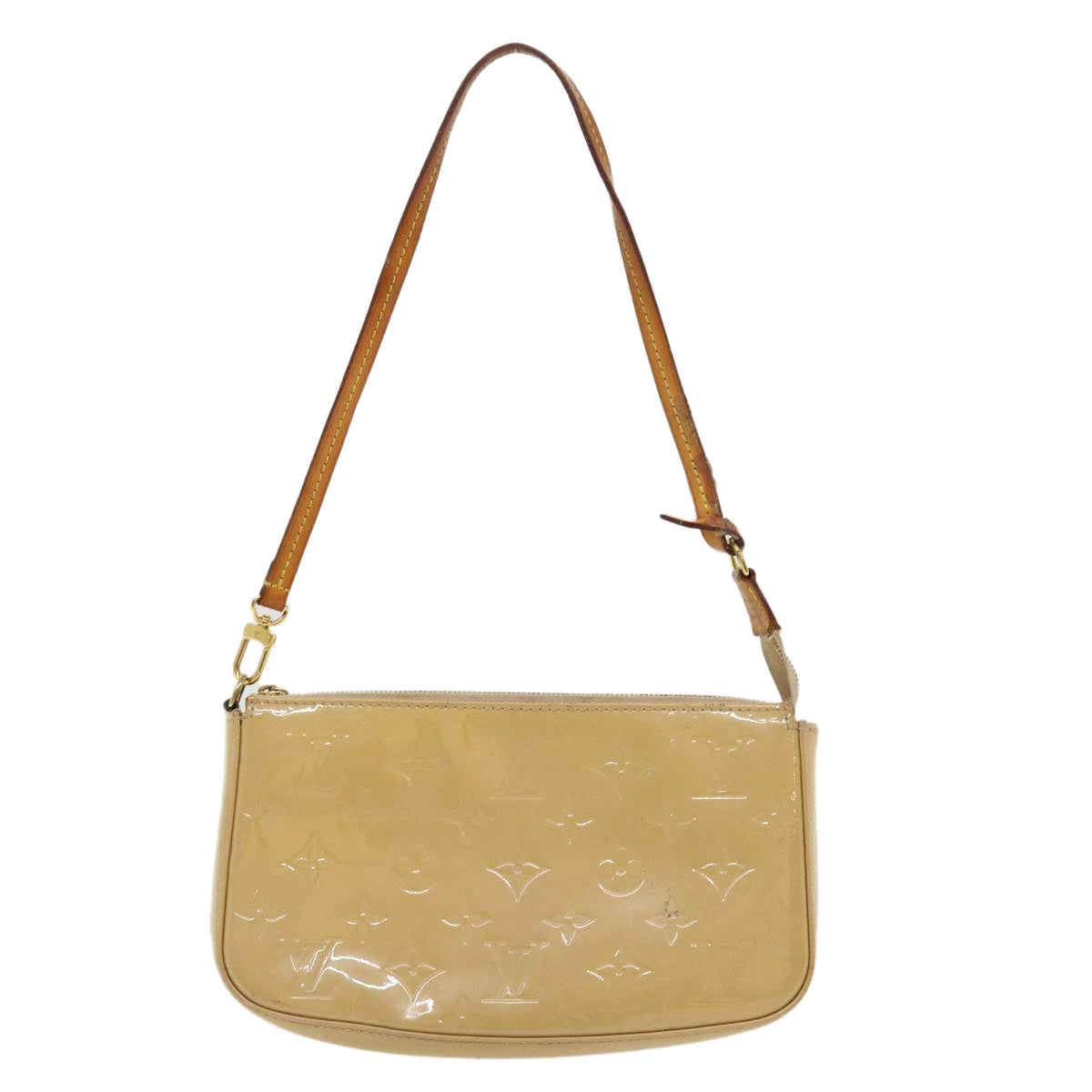 LOUIS VUITTON Vernis Pochette Accessoires Pouch Rose Velours M91575 Auth 36948