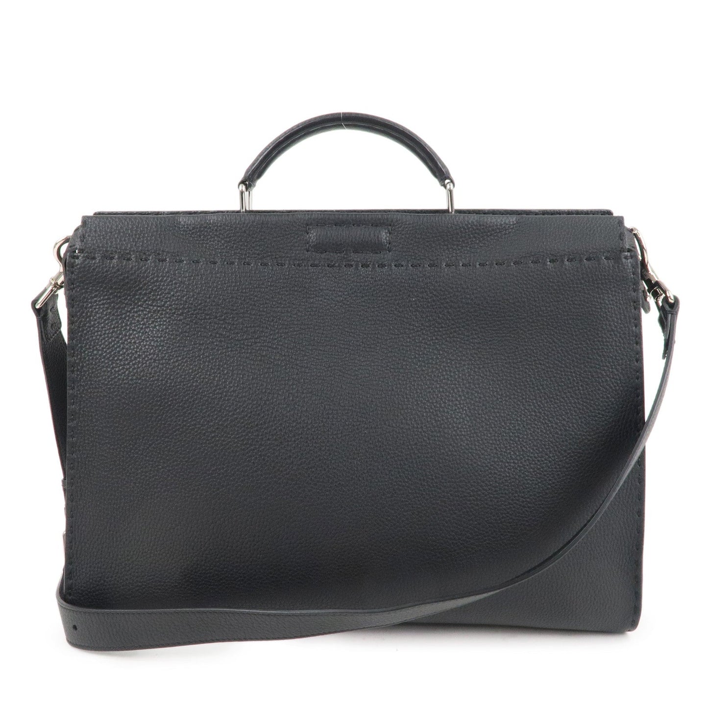 FENDI Selleria Leather Peekaboo Leather 2WAY Bag Black 7VA388