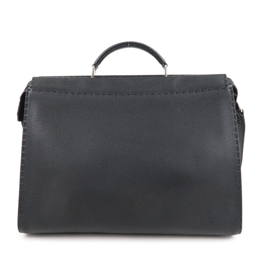 FENDI Selleria Leather Peekaboo Leather 2WAY Bag Black 7VA388