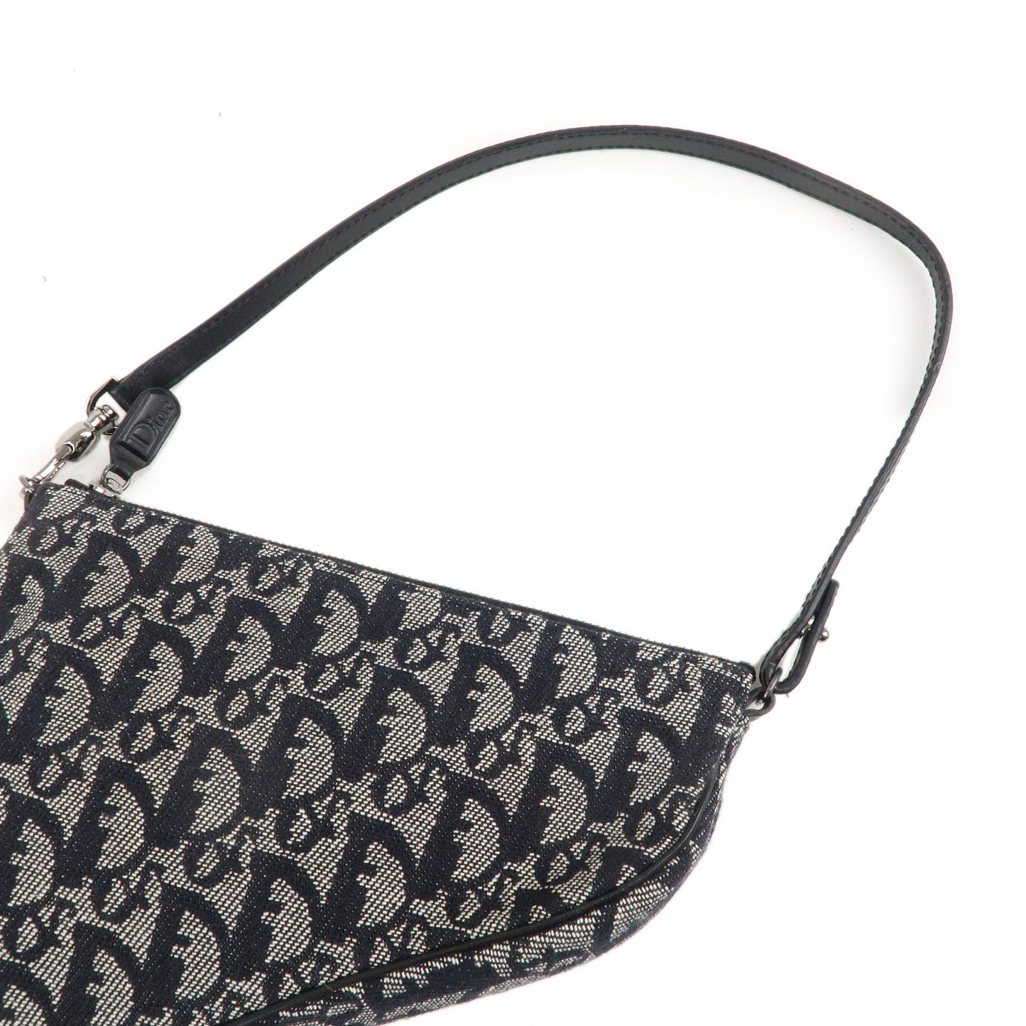 Christian Dior Saddle Bag Trotter Canvas Leather Bag Black