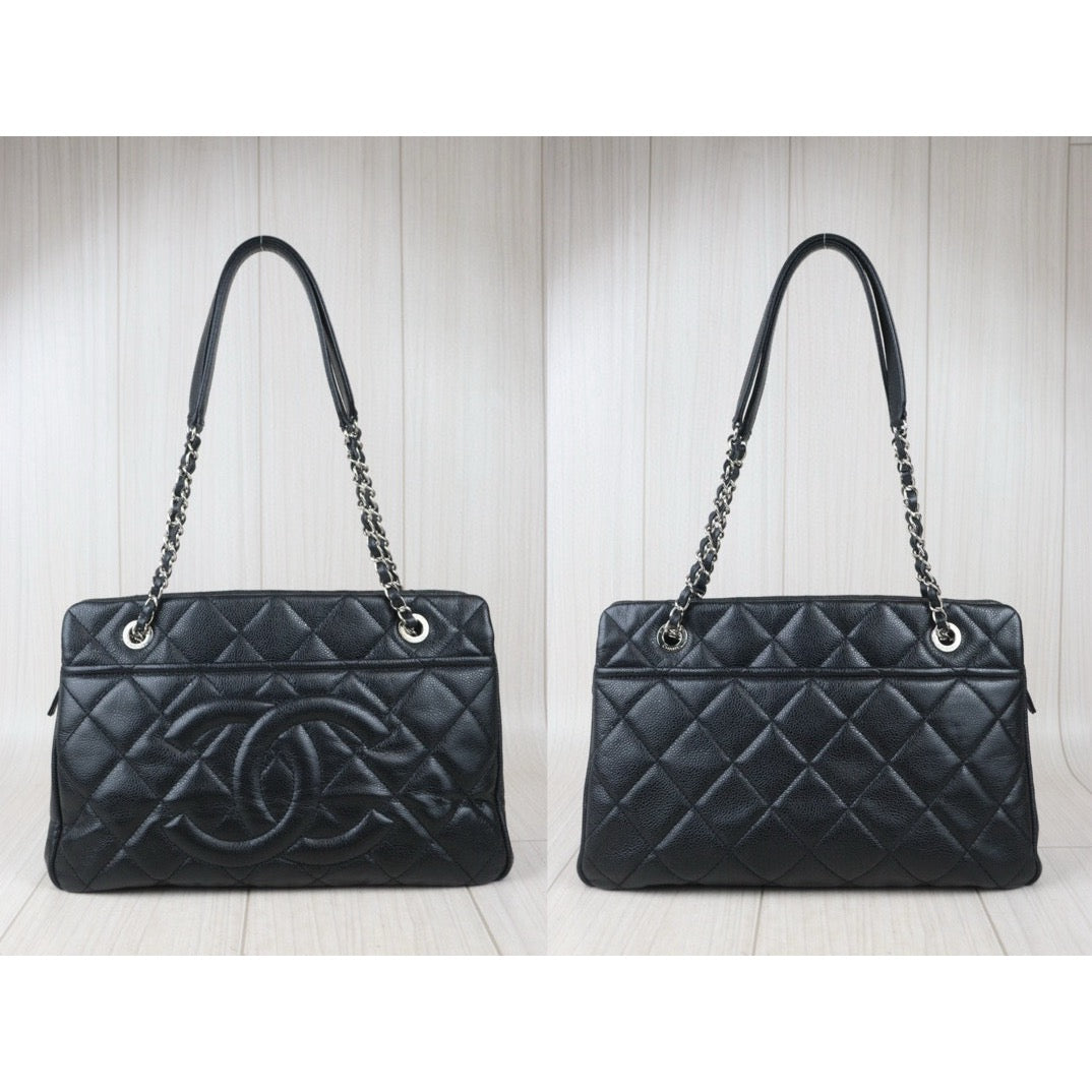 Good ( Rank AB) ｜ CHANEL Caviar Skin Leather Calf Leather Tote Bag Black Made In 2013～2014Year｜Y24082604