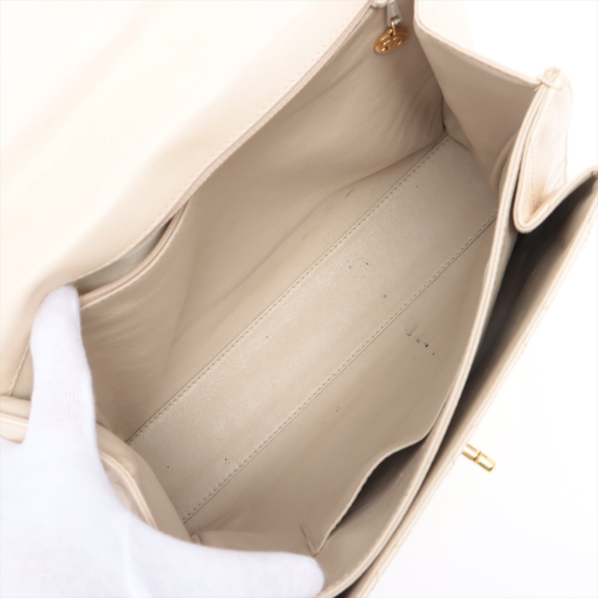 Chanel Matrasse  Chain Shoulder Bag Beige Gold  5th