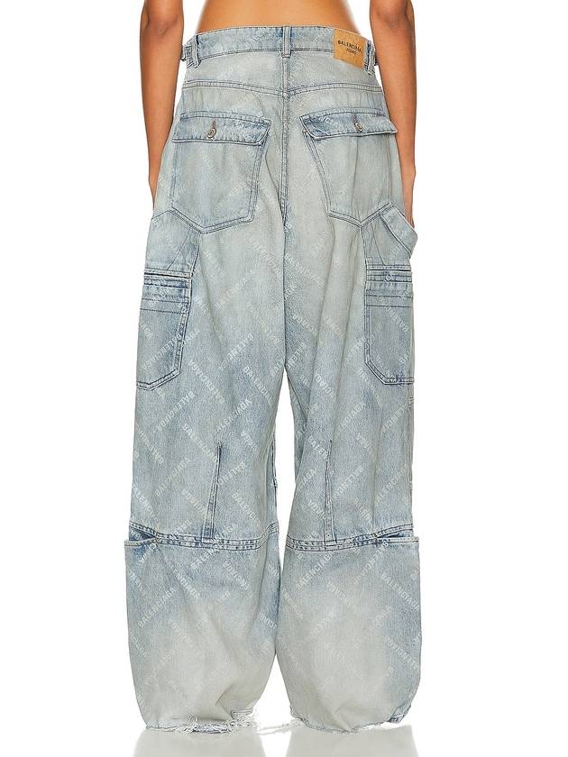 Luxury Balenciaga  Bal Diagonal Allover Cargo Wide Jeans Blue