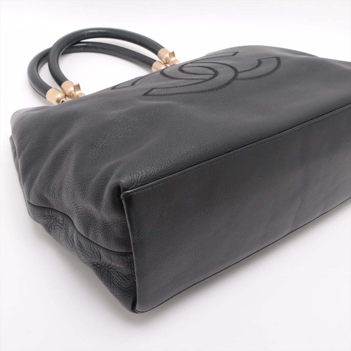 Chanel Coco Caviar S Tote Bag Black Gold  8th