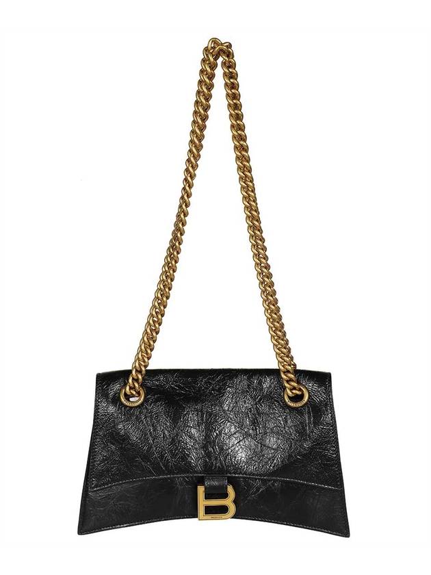 Luxury Balenciaga  Crush Logo Gold Chain Small Shoulder Bag Black