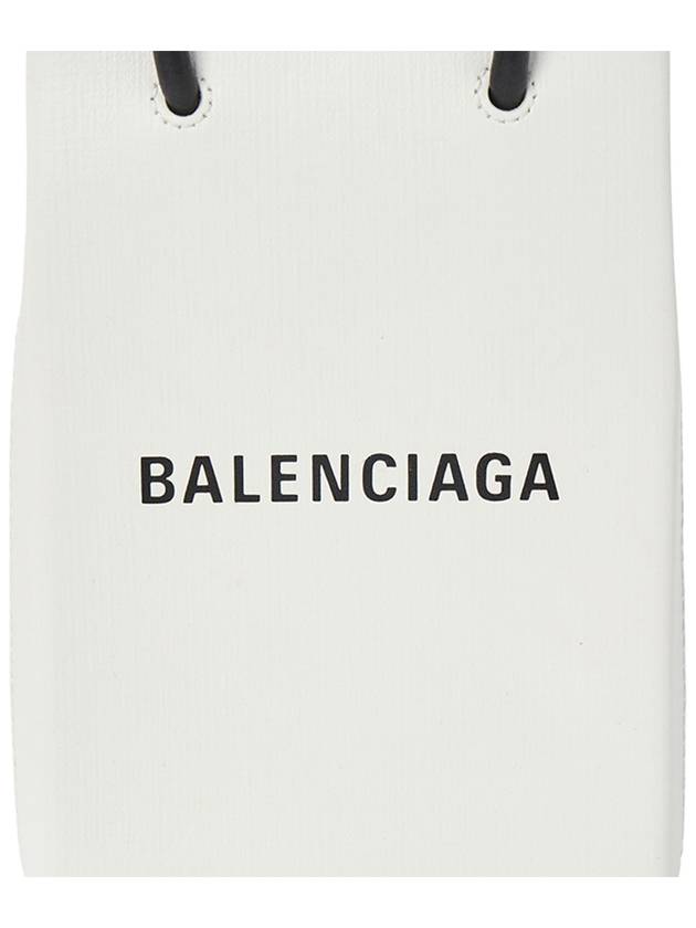 Luxury Balenciaga  Logo Print Phone Holder Small Cross Bag White