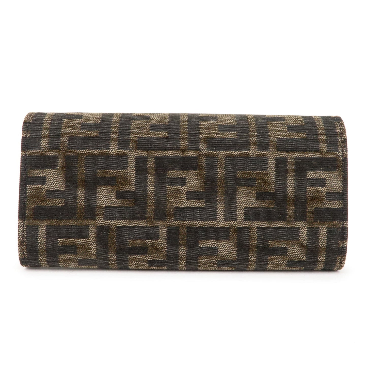 FENDI Zucca Canvas Leather Chain Wallet Khaki Black 8M0365