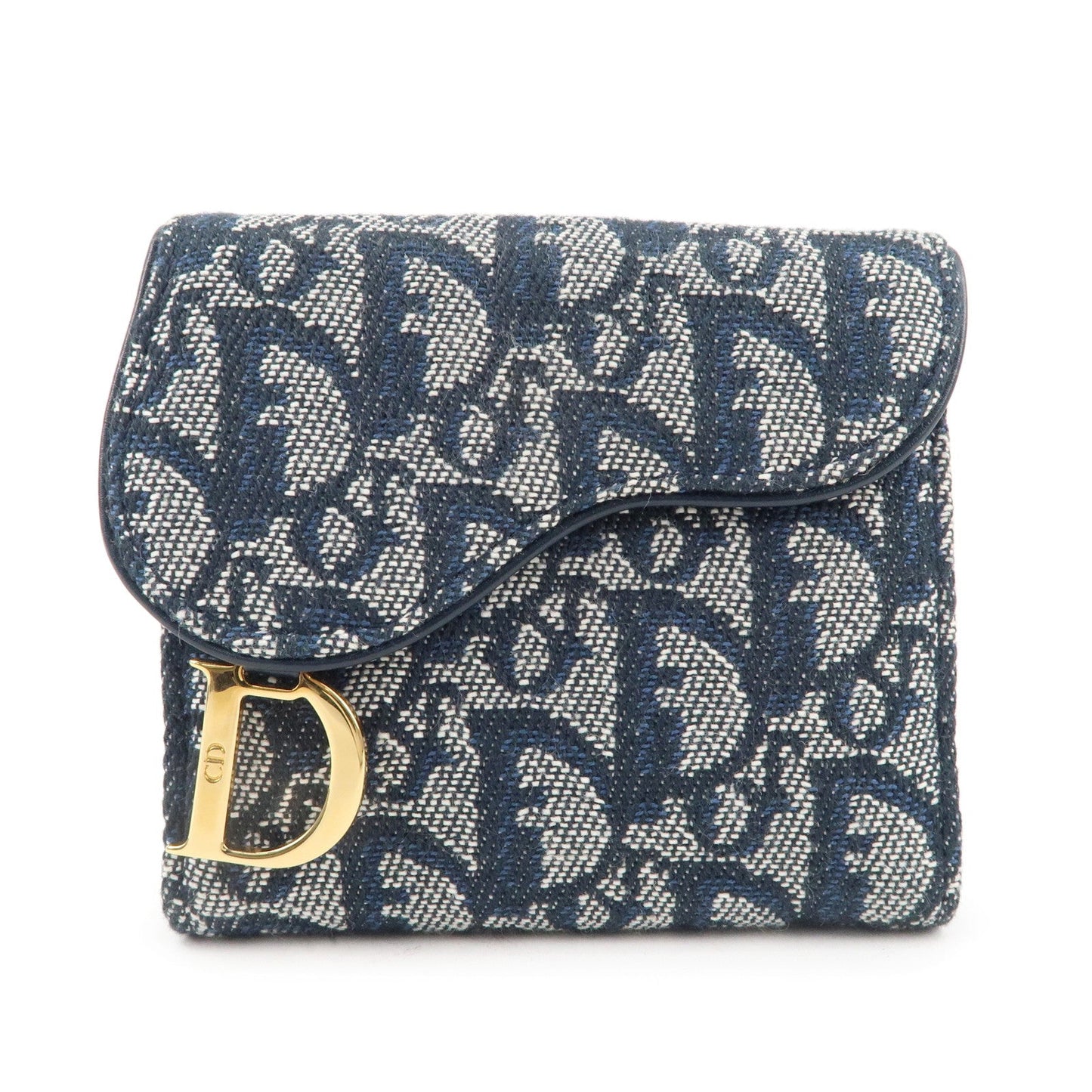 Christian Dior Trotter Leather Saddle Bi-Fold Wallet Navy
