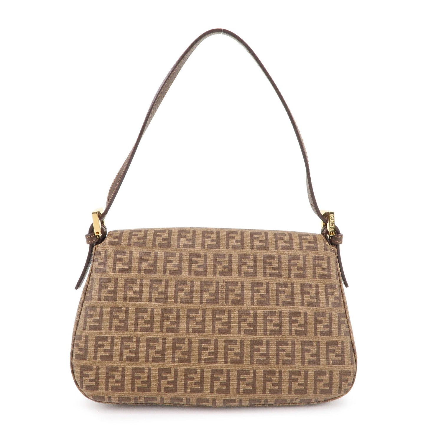 FENDI Zucchino Mamma Baguette PVC Leather Hand Bag Brown 8BR180
