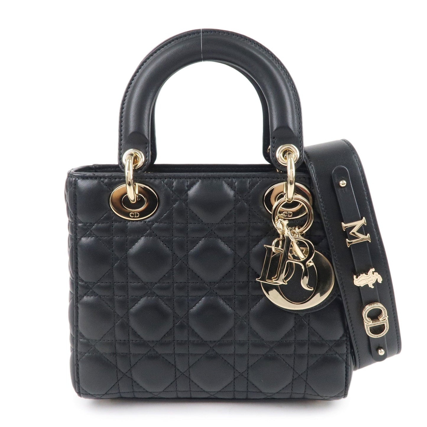 Christian Dior Cannage Lady Dior Leather 2way Hand Bag Black