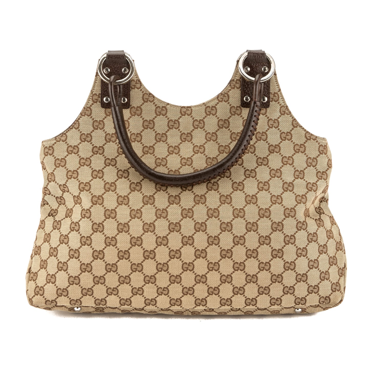G*G Brown Leather GG Monogram Tote Bag (Pre Owned)