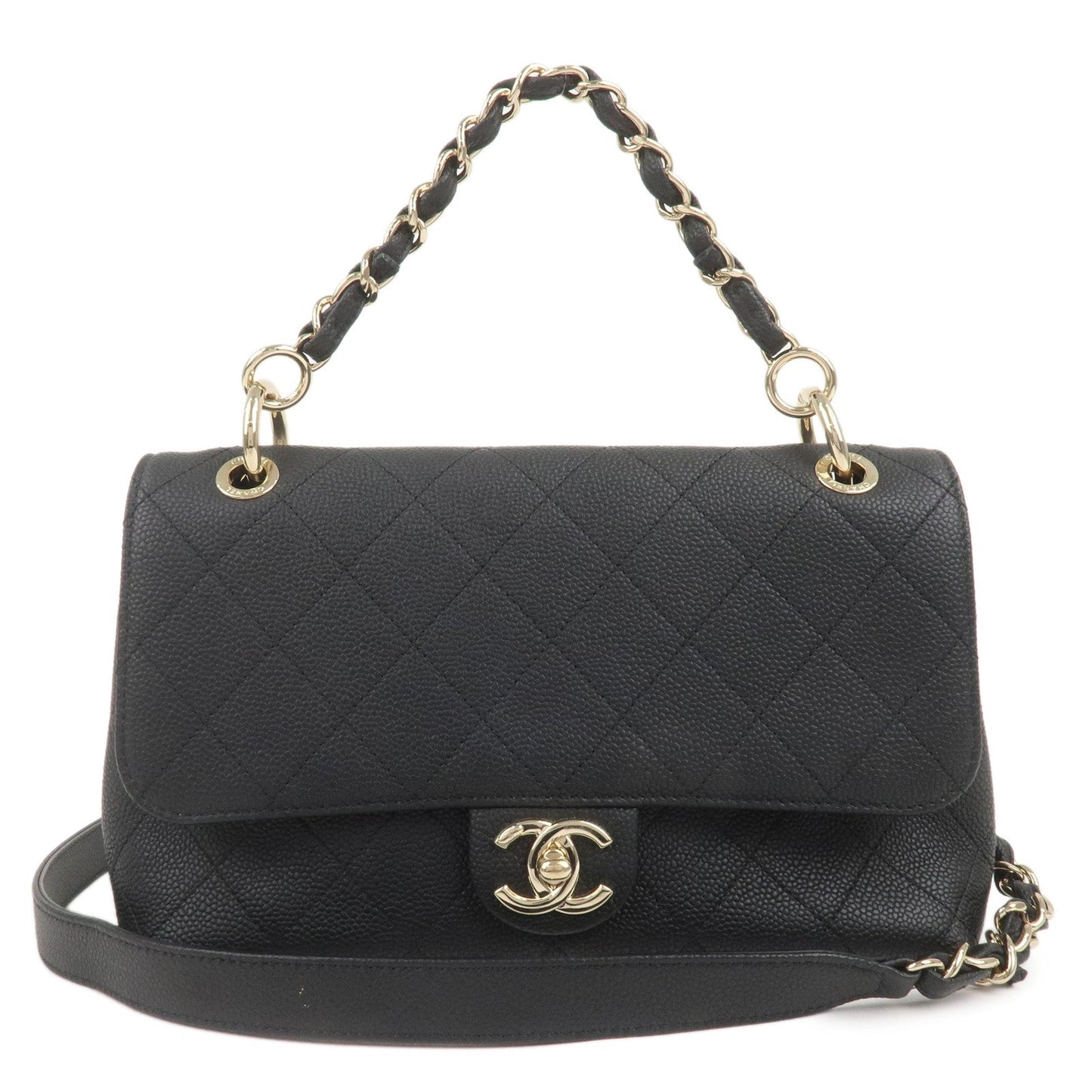 Chanel Matelasse Caviar Skin Way Chain Shoulder Bag Black